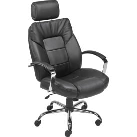 Interion® Big & Tall Chair With High Back & Fixed Arms Bonded Leather Black