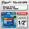 Brother® P-Touch® Tze Labeling Tape 1/2'""W Black on White 2/Pack