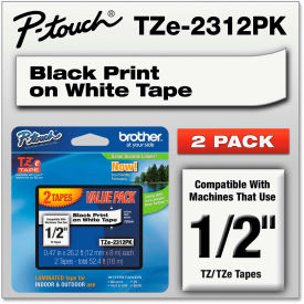 Brother® P-Touch® Tze Labeling Tape 1/2'""W Black on White 2/Pack
