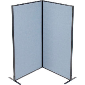 Interion® Freestanding 2-Panel Corner Room Divider 36-1/4""W x 72""H Panels Blue