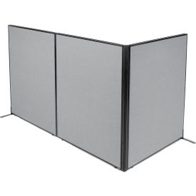 Interion® Freestanding 3-Panel Corner Room Divider 48-1/4""W x 60""H Panels Gray
