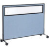 Interion® Mobile Office Partition Panel with Partial Window 60-1/4""W x 45""H Blue