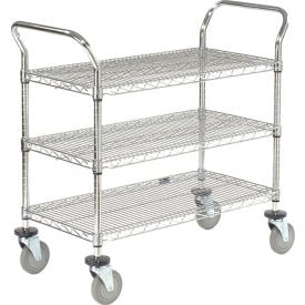 Nexel® Chrome Utility Cart w/3 Shelves & Poly Casters 1200 lb. Capacity 30""L x 21""W x 39""H