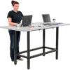 Interion® Standing Height Table With Power 72""L x 36""W Gray