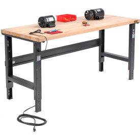 Global Industrial™ Adjustable Height Workbench 72 x 30"" Maple Square Edge Black