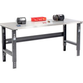 Global Industrial™ 72x30 Adj. Height Workbench C-Channel Leg Stainless Steel Square Edge Black