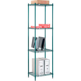 Nexel® 4 Shelf Poly-Green® Wire Shelving Unit Starter 24""W x 14""D x 86""H