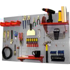 Wall Control Pegboard Standard Tool Storage Kit Gray/Red 48"" X 32"" X 9""