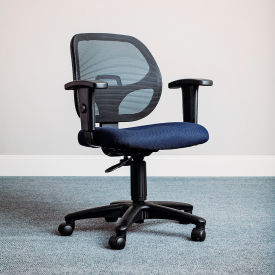 Interion® Mesh Office Chair With Mid Back & Adjustable Arms Fabric Blue