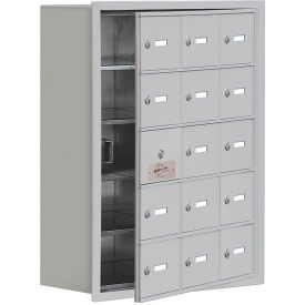 Salsbury 5-Tier 15 Door Cell Locker w/ Recessed Keyed Locks 24""W x 8-3/4""D x 31""H Gray Assembled