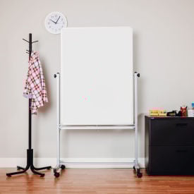 Global Industrial™ Mobile Reversible Magnetic Whiteboard - 36""W x 48""H - Steel - Silver Frame