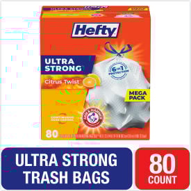 Hefty® Ultra Strong Scented Tall White Kitchen Bags 13 gal 0.9 mil White 80/Box