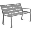 Global Industrial™ 4' Outdoor Horizontal Steel Slat Park Bench w/ Back Gray