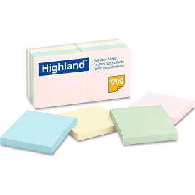 Highland™Sticky Note Pads 6549A 3"" x 3"" Pastel 100 Sheets 12/Pack