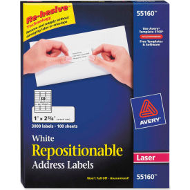 Avery® Repositionable Address Labels for Laser Printers 1 x 2 5/8 White 3000/Box
