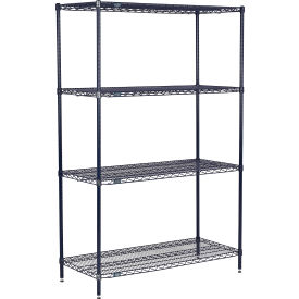 Nexel® 4 Shelf Nexelon® Blue Wire Shelving Unit Starter 60""W x 18""D x 54""H