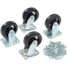 Global Industrial™ 5"" x 1-1/2"" Mold-On Rubber Caster Kit 2 Swivel 2 Rigid