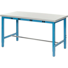 Global Industrial™ 60 x 36 Adjustable Height Workbench - Power Apron ESD Square Edge Blue