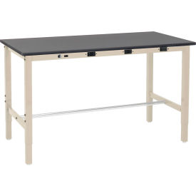 Global Industrial™ Lab Workbench w/ Phenolic Resin Top & Power Apron 60""W x 30""D Tan