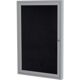 Ghent Enclosed Bulletin Board 1 Door 24""W x 36""H Black Recycled Rubber/Silver Frame