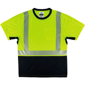 Ergodyne GloWear 8283BK Lightweight Performance Hi-Vis T-Shirt Class 2 Black Bottom S Lime