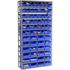 Global Industrial™ Steel Shelving - Total 72 4""H Plastic Shelf Bins Blue 36x12x72-13 Shelves