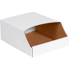 Global Industrial™ Stackable Corrugated Bin Boxes 9""Wx12""Lx4-1/2""H Oyster White