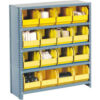 Global Industrial Steel Closed Shelving - 36 Yellow Plastic Stacking Bins 10 Shelves 36x12x73