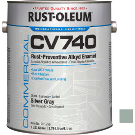 Rust-Oleum Comm. Cv740 100 VOC DTM Alkyd Enamel Rust-Prev. Maint Paint Silver GY Gal Can - 621956