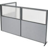 Interion® Freestanding 3-Panel Corner Room Divider w/Partial Window 60-1/4""W x 72""H Panels Gray