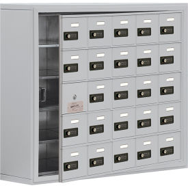 Salsbury 5-Tier 25 Door Welded Cell Phone Locker w/ Combo Locks 37""Wx9-1/4""Dx31""H Gray Assembled