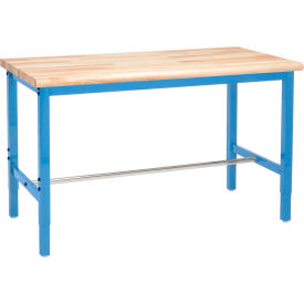 Global Industrial™ 60 x 30 Adjustable Height Workbench Square Tube Leg - Maple Safety Edge Blue