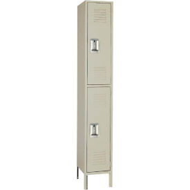 Lyon® 2-Tier 2 Door Locker Recessed Handle 12""W x 18""D x 78""H Putty Unassembled