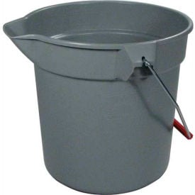 Rubbermaid® Brute 10 Qt. Round Plastic Utility Bucket 10-1/2"" Dia x 10-1/4""H Gray- RCP296300GY