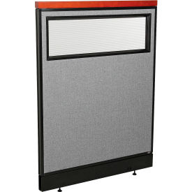 Interion® Deluxe Office Partition Panel w/Partial Window & Pass-Thru Cable 36-1/4Wx47-1/2H GRY