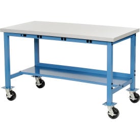 Global Industrial™ Mobile Workbench 60 x 30"" Power Outlets Laminate Safety Edge Blue
