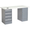 Global Industrial™ 60""W x 30""D Pedestal Workbench - 4 Drawers & Cabinet ESD Safety Edge - Gray