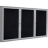 Ghent Enclosed Bulletin Board 3 Door 72""W x 48""H Black Recycled Rubber/Silver Frame