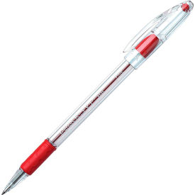 Pentel® RSVP Ballpoint Stick Pen Fine Clear Barrel Red Ink Dozen