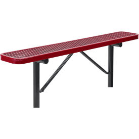 Global Industrial™ 6' Outdoor Steel Flat Bench Expanded Metal In Ground Mount Red