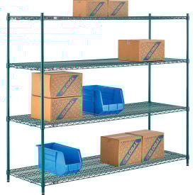 Nexel® 4 Shelf Poly-Green® Wire Shelving Unit Starter 72""W x 21""D x 63""H