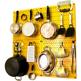 Wall Control Kitchen Pegboard Pack Storage & Organization Kit Yellow/Black 32"" X 32"" X 6""
