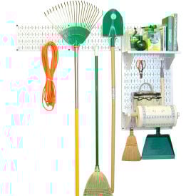 Wall Control Pegboard Garden Tool Board Organizer White 48"" X 32"" X 9""