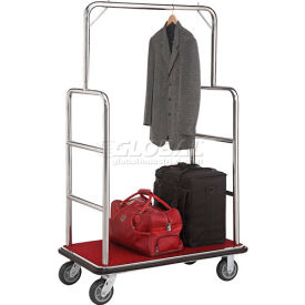 Global Industrial™ Silver Stainless Steel Bellman Cart Straight Uprights 6"" Rubber Casters
