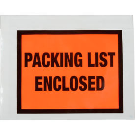 Full Face Envelopes ""Packing List Enclosed"" Print 7""L x 5-1/2""W Orange 1000/Pack