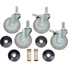 Nexel® Stainless Steel Stem Casters - Set (4) 5"" Polyurethane (2) with Brakes 1200 Lb. Cap.