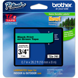 Brother® P-Touch® TZe Labeling Tape 0.7""W Black on Green