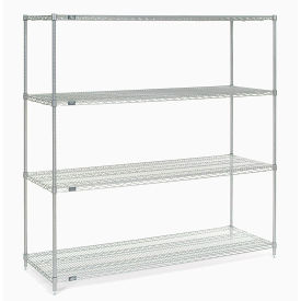 Nexel® 4 Shelf Stainless Steel Wire Shelving Unit Starter 54""W x 18""D x 74""H