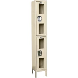 Global Industrial™ 2-Tier 2 Door Clear View Locker 12""W x 15""D x 78""H Tan Unassembled