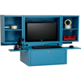 Global Industrial™ Countertop Fold-Out Computer Cabinet Blue